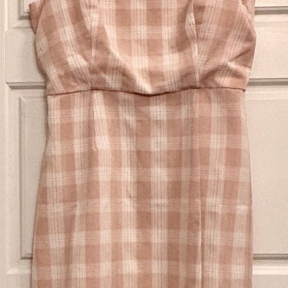 BP, White Pink Gingham Plaid Dress, Size: XS, color: Plaid Light Pink, NWT/ NEW - Picture 5 of 10